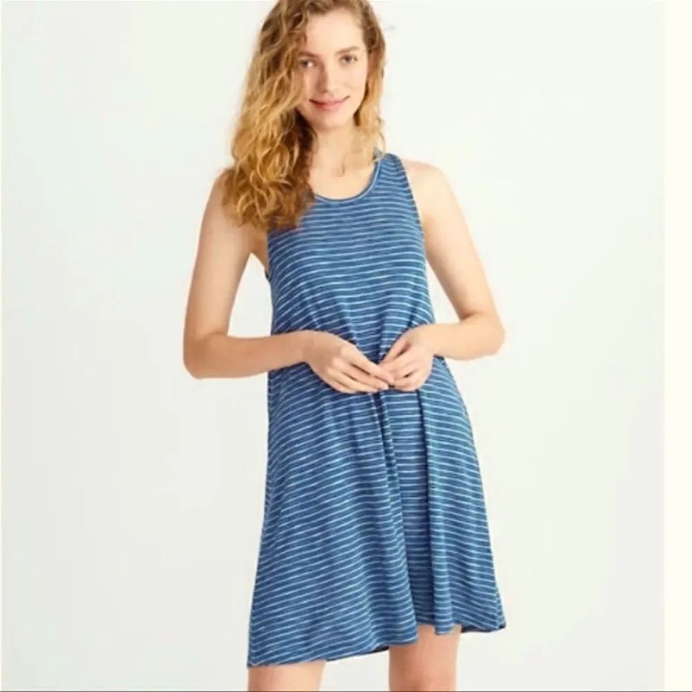 MADEWELL Highpoint Fairbury Striped Tank Dress Blue Jersey Knit Size Medium